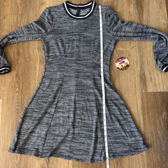 Bebop Navy Heathered Knit Long Sleeve Dress - Size Medium - NWT - Picture 6 of 7